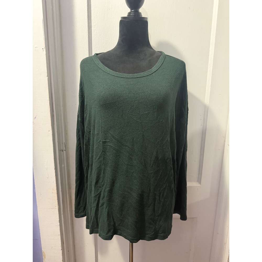 Old Navy Green Lightweight Long Sleeve Sweater XL Dark Forest Green Scoop Neck